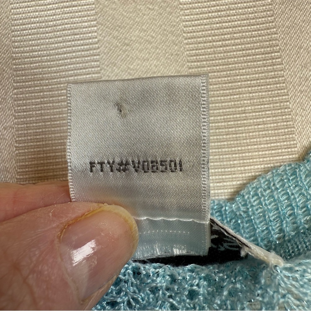 Chadwick’s Bolero Shrug Light Blue Metallic Open Crochet Small Sweater - Picture 10 of 11